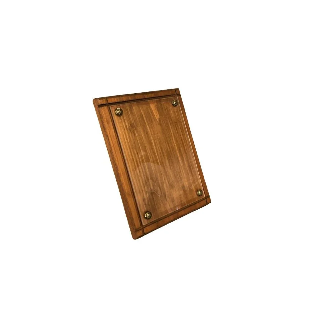 Vintage Handmade Wooden Photo Frame With Plastic Cover &‎ Brass Screws